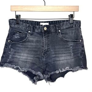 H&M‎ Black High Waisted Slightly Distressed Raw Hem Shorts | Size 8